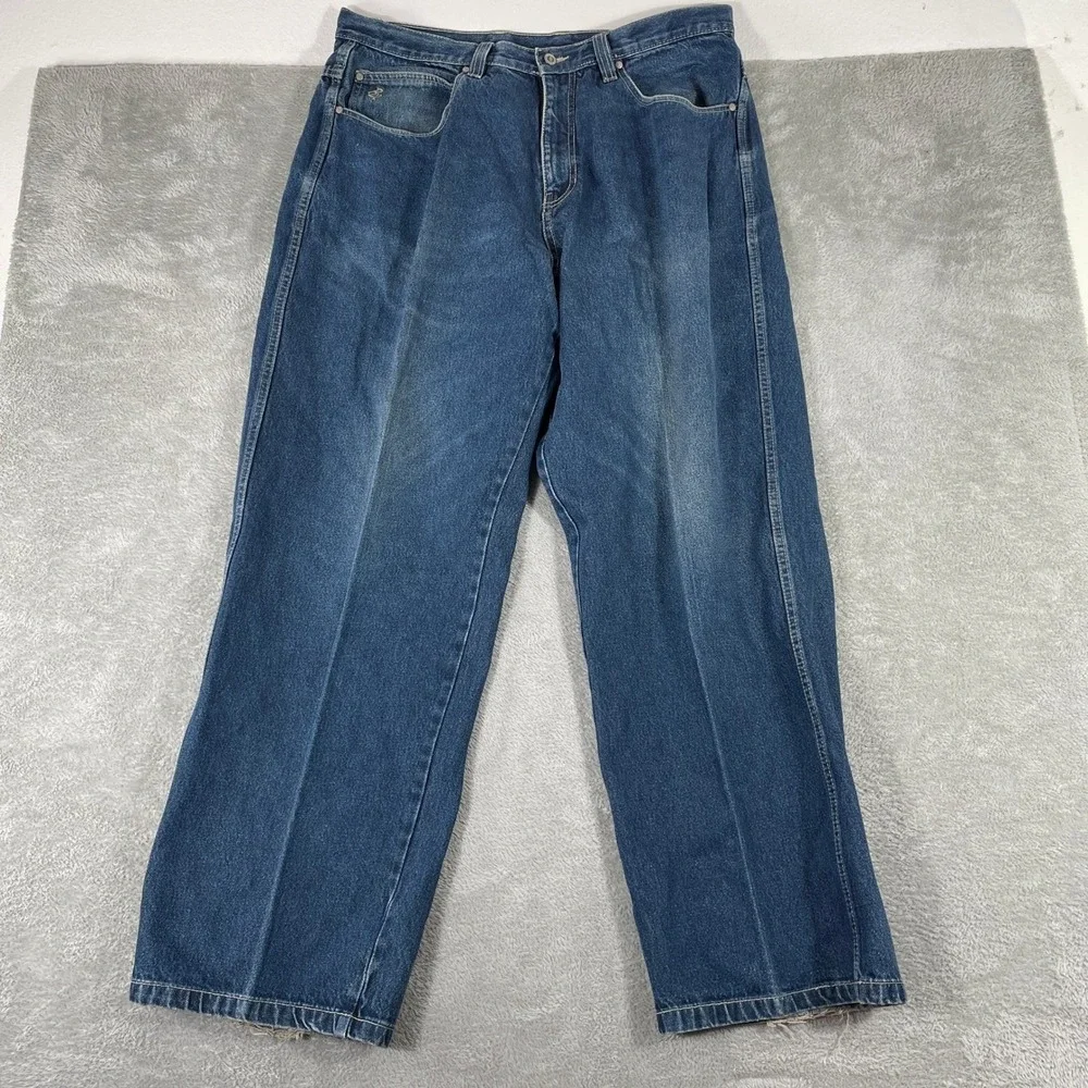 Rocawear Jeans Mens 40x34 Blue Baggy Loose Fit Embroidered Logo Denim Y2K Skater